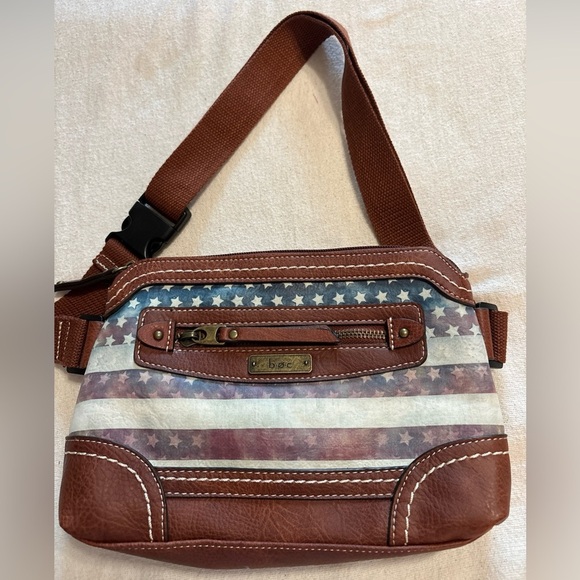 B.O.C Born O Concept American Flag Crossbody/ Fanny Pack‎ Bag Brown NWOT 10”x7” - Picture 1 of 16